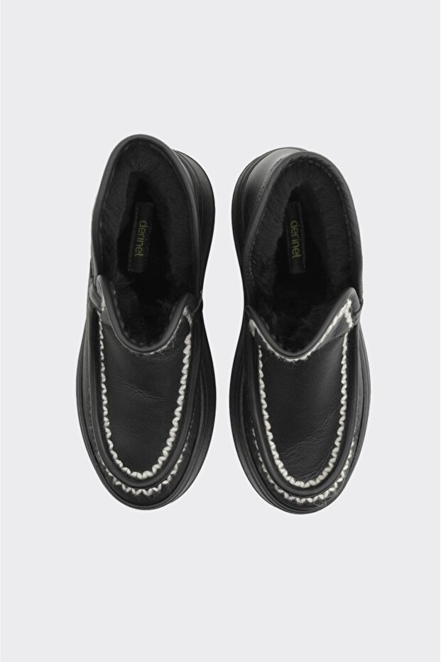 Düz Taban Hakiki Deri Kadın Bot - 4