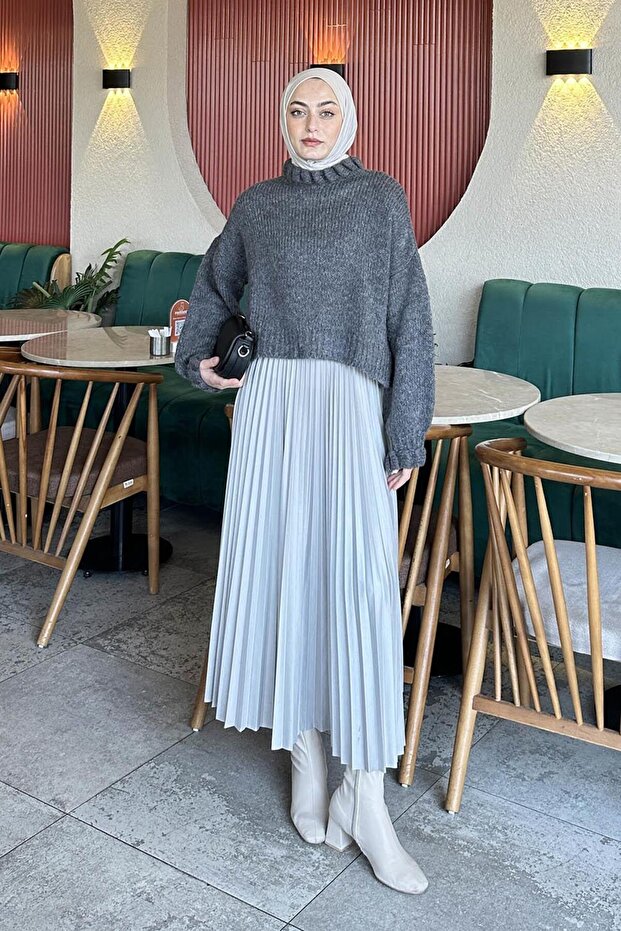 Pulover crop antracit - 1