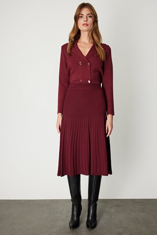 Piliseli Midi Triko Etek - 1