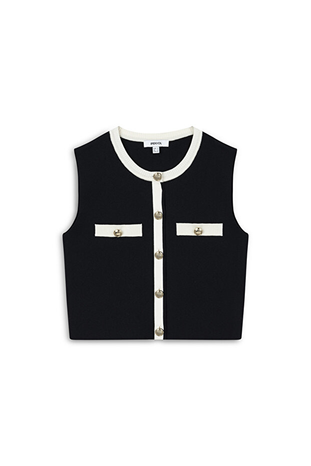 Metal düğmeli süveter - 3