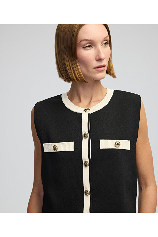 Metal düğmeli süveter - 1