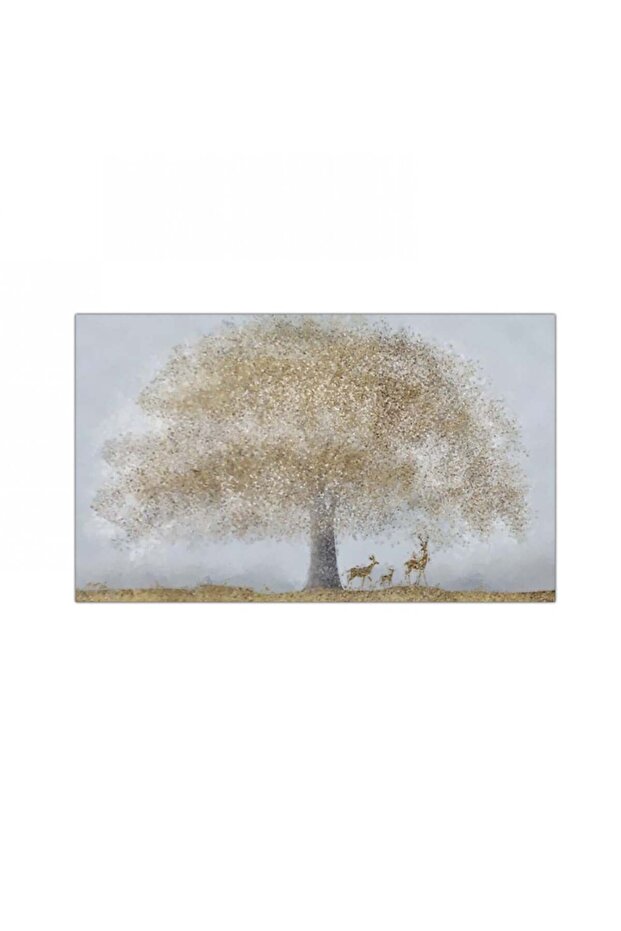 لوحه جداريه كانفس - شجره و غزلان - 300947