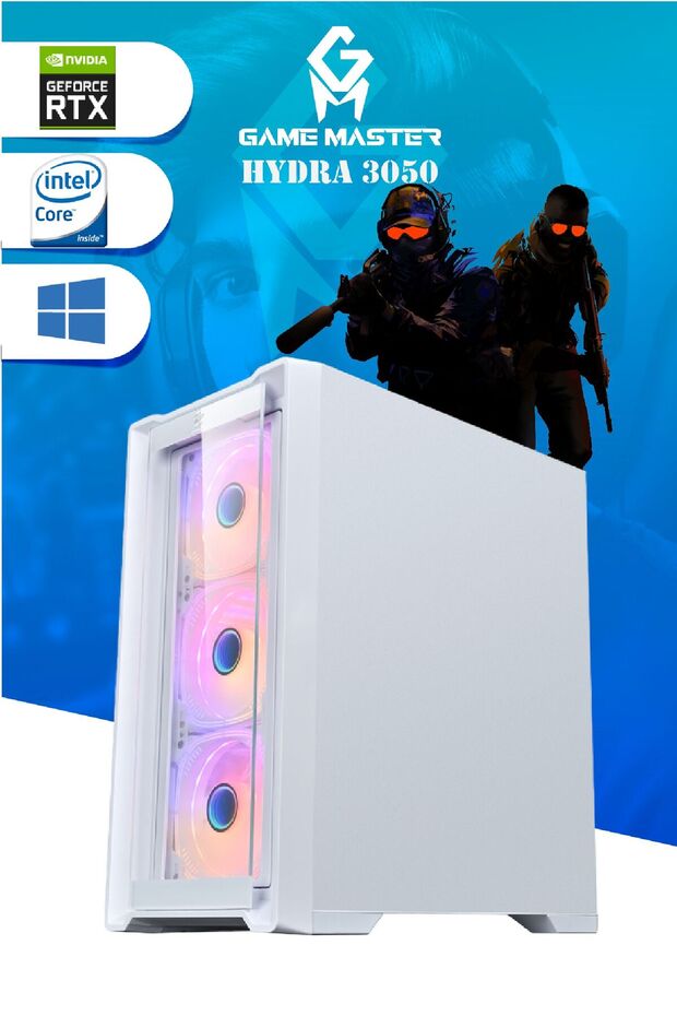 Hydra 3050 İntel i5-12400F CPU 16GB DDR4 RAM 512GB M.2 SSD RTX3050 Beyaz Gaming Pc - 5