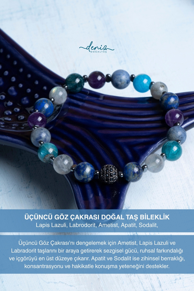 Certified Third Eye Chakra Natural Stone Bracelet