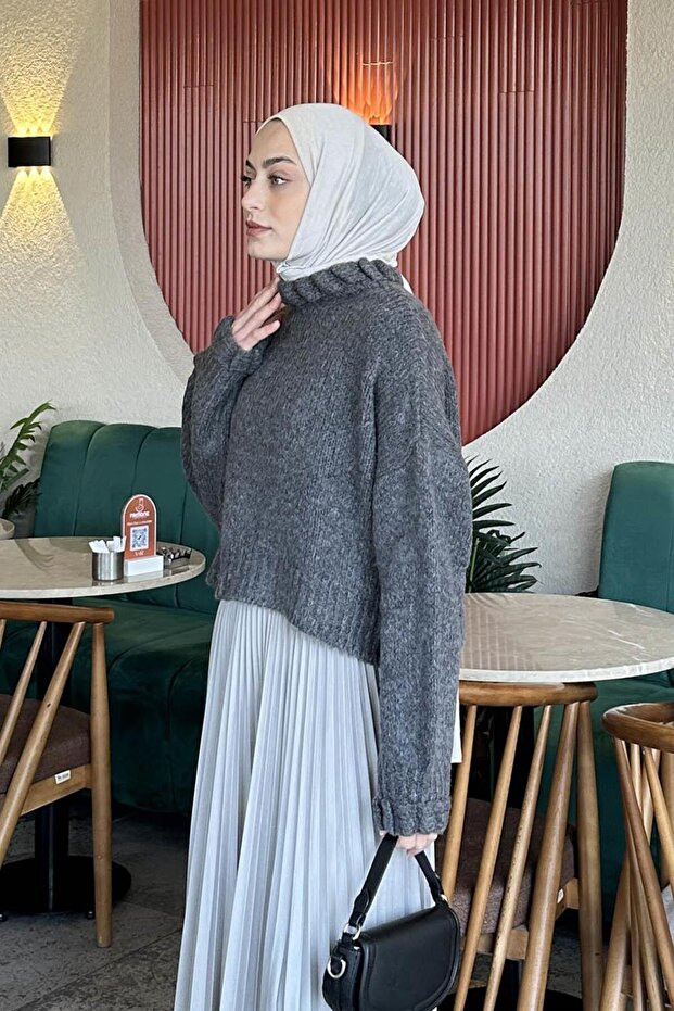Pulover crop antracit - 2