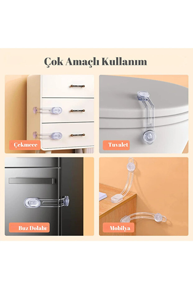 Transparent Multi-Purpose Cabinet Drawer White Goods Baby and Child Safety Lock 2 Pieces