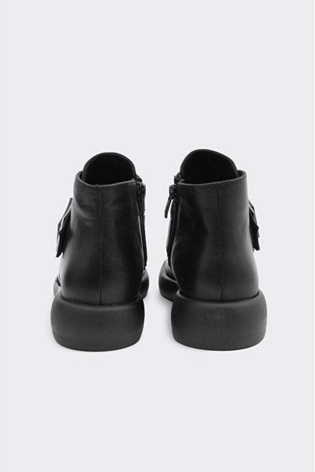 Bilekte Hakiki Deri Fermuarlı Kadın Bot - 4