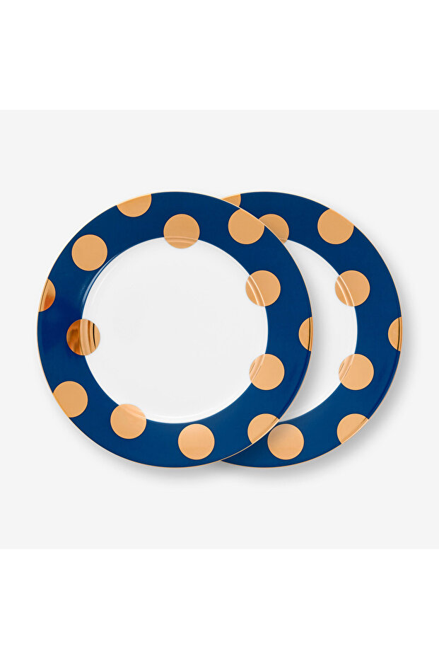 Dot Delight Lacivert Porselen Kahvaltı Tabağı 21 Cm - 1