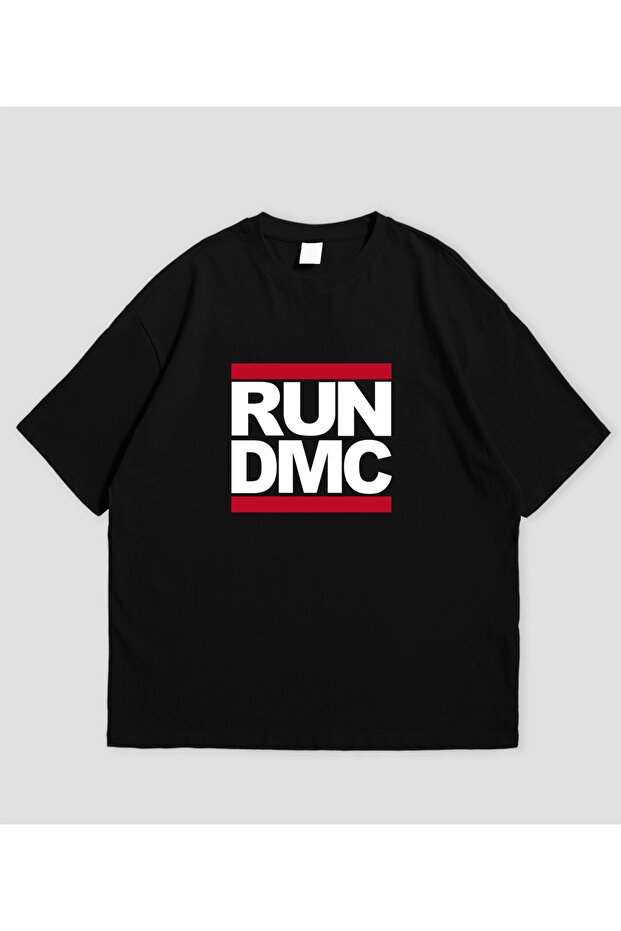 تي شيرت كبير الحجم مطبوع عليه RUN DMC