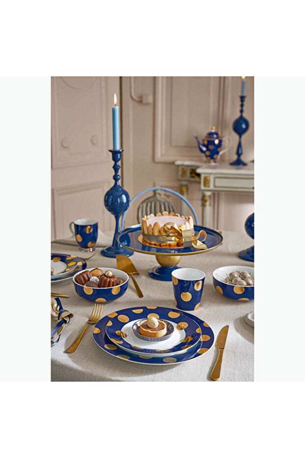 Dot Delight Lacivert Porselen Kahvaltı Tabağı 21 Cm - 2