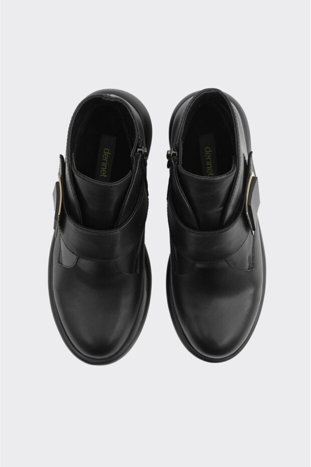 Bilekte Hakiki Deri Fermuarlı Kadın Bot - 3