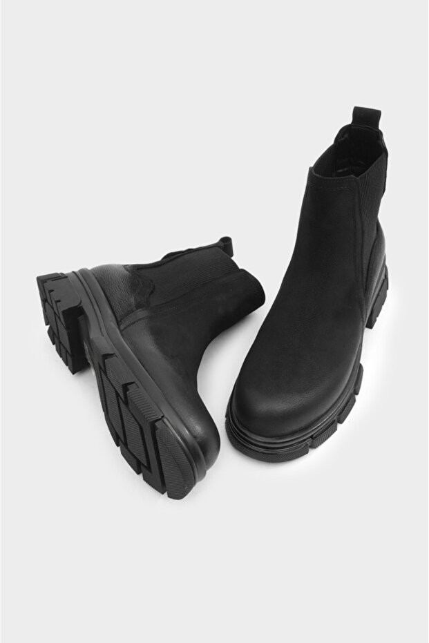 Hakiki Deri Bileği Lastikli Kadın Bot - 4