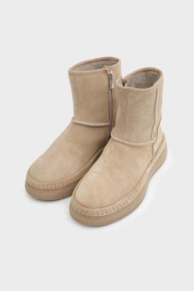 Hakiki Deri Fermuarlı Kadın Bot - 2