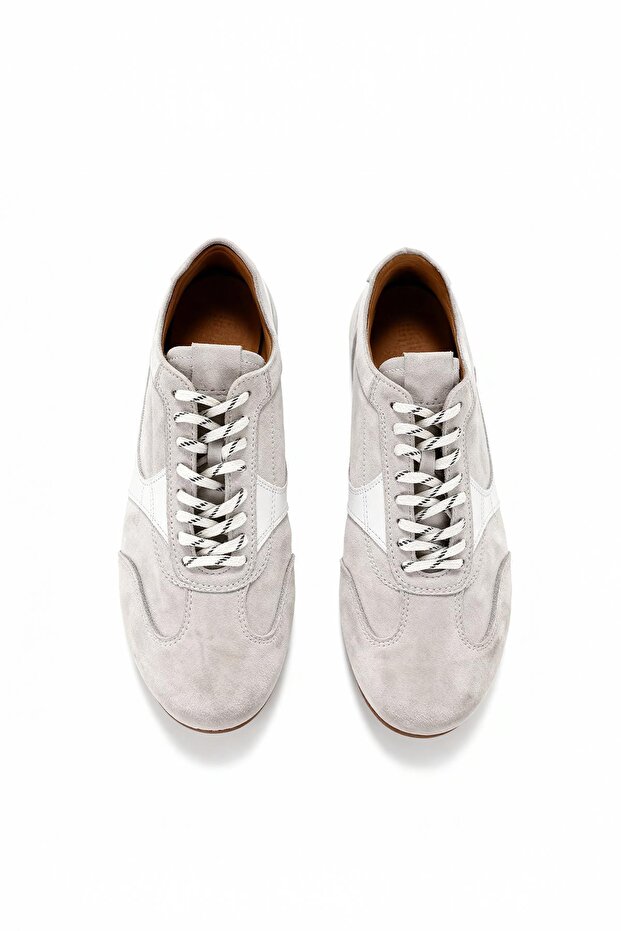 Partial Leather White Shoes - 2