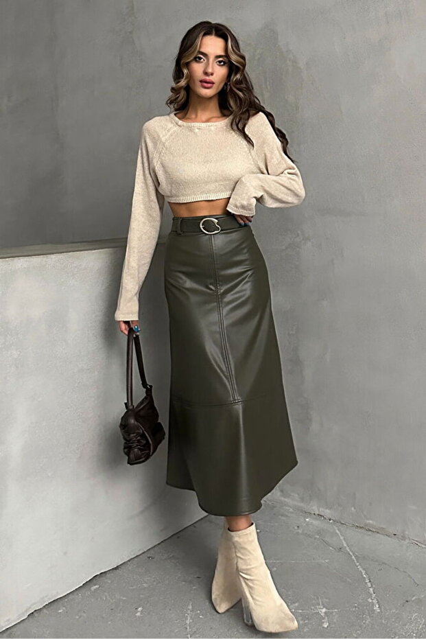 Кожена пола с колан - 2