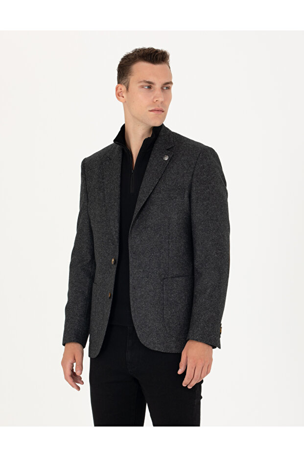 Anthracite Slim Fit Wool Blend Jacket 50272754-Vr006