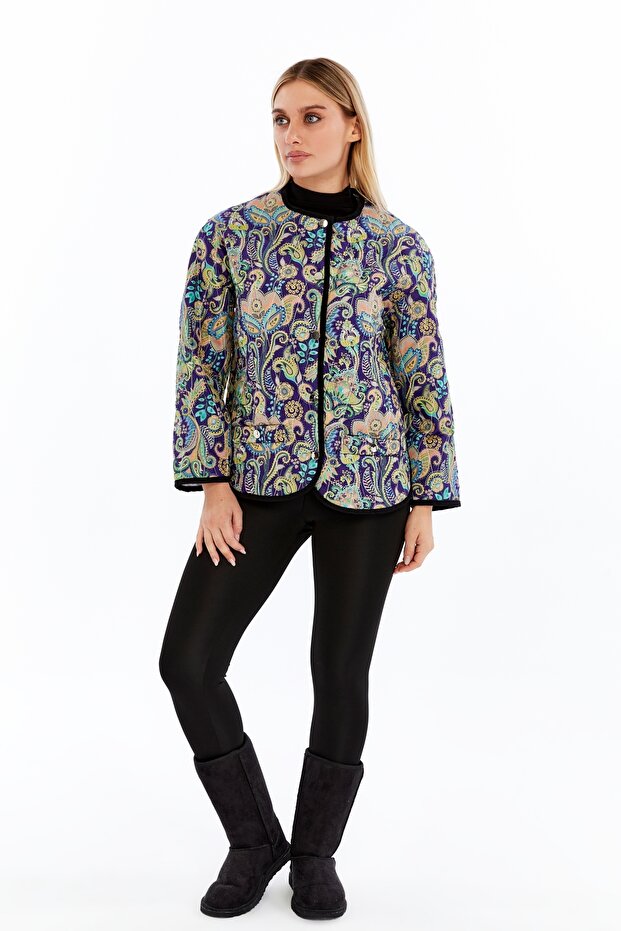 Desenli Kapitone Ceket - 1