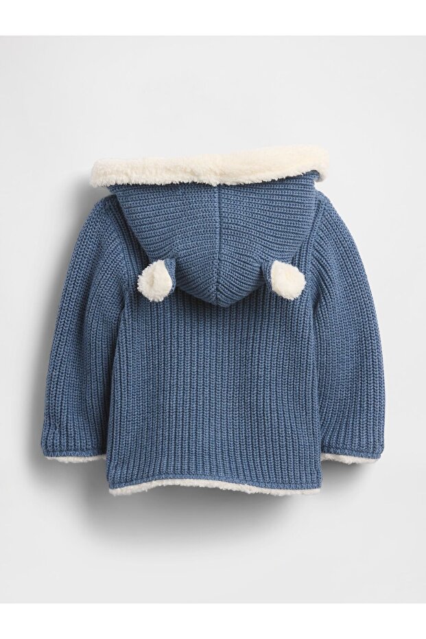 Bebek Mavi Sherpa Astarlı Yün Ceket - 2