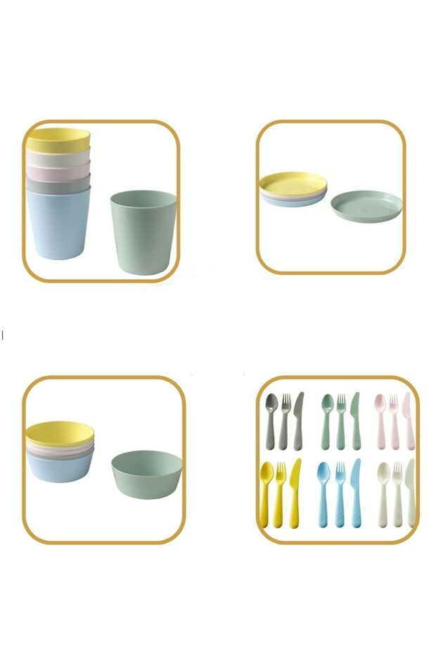 Children's Dinnerware Set Cup Plate Bowl Spoon Knife 36 Pieces