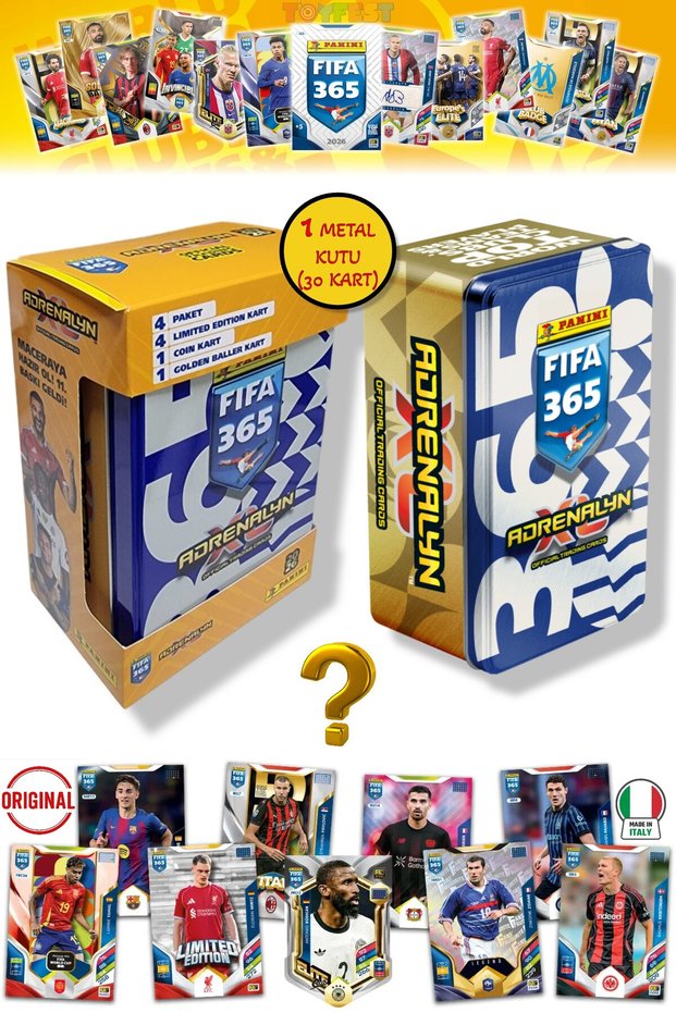 Panini Fifa 2026 Metal Boxed Football Player Cards (24 Core 4 Le 1 Coin 1 Golden Card) - Blue White