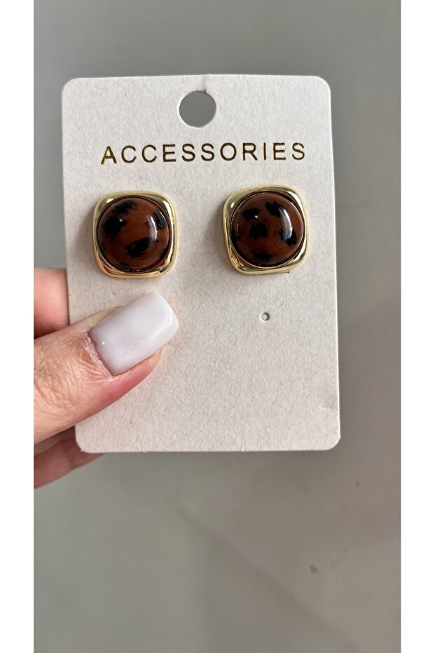 Square Mini Leopard Earrings - 3