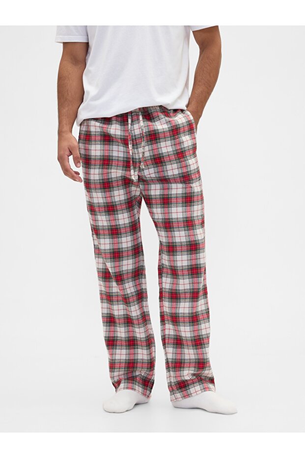 Erkek Kırmızı Relaxed Flannel Pijama Altı - 3