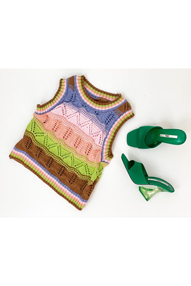 Çok Renkli Merserize Süveter - 4