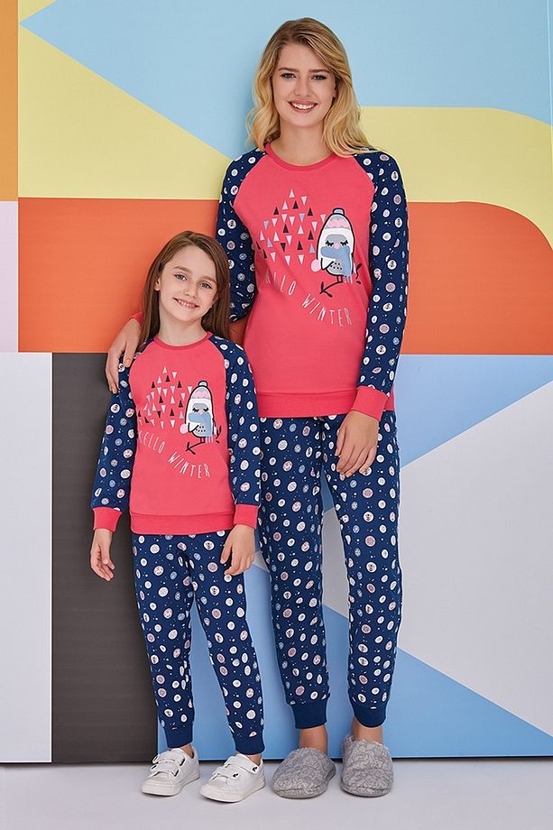 Hello Winter Kız Çocuk Pijama Takımı Nar Çiçeği - 2