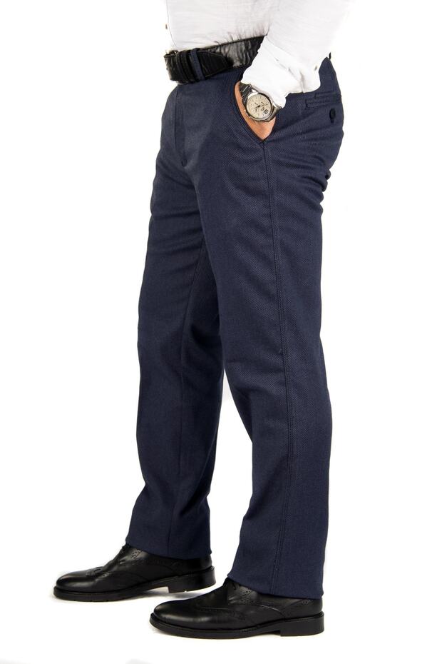 Men's Winter Navy Blue Roxvip Cotton Full Lycra Gabardine Linen Trousers