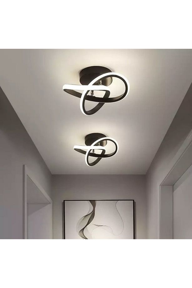 Modern Plafonyer Tavan Salon Mutfak Oturma Odası Avize Led Avize Siyah 2 Adet Set Fiyat - 1