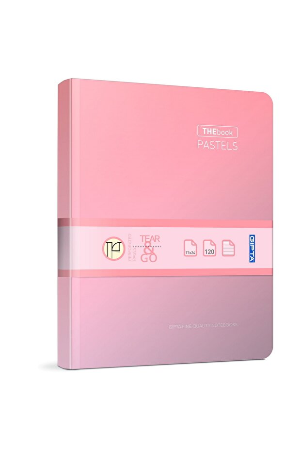 The Book Pastel 17x24 160 Sheets 4 Compartments Hard Cover Hardcover Notebook (3049) Checked Pink