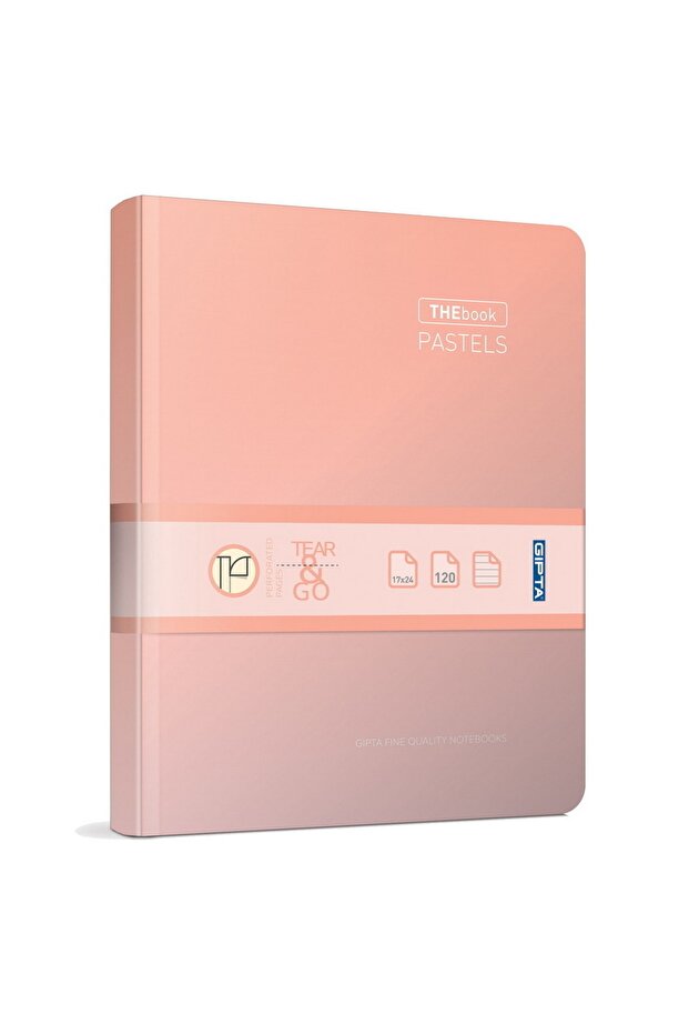 The Book Pastel 20x28 120 Sheets 4 Compartments Hard Cover Hardcover Notebook (3303) Checked Pastel Pink