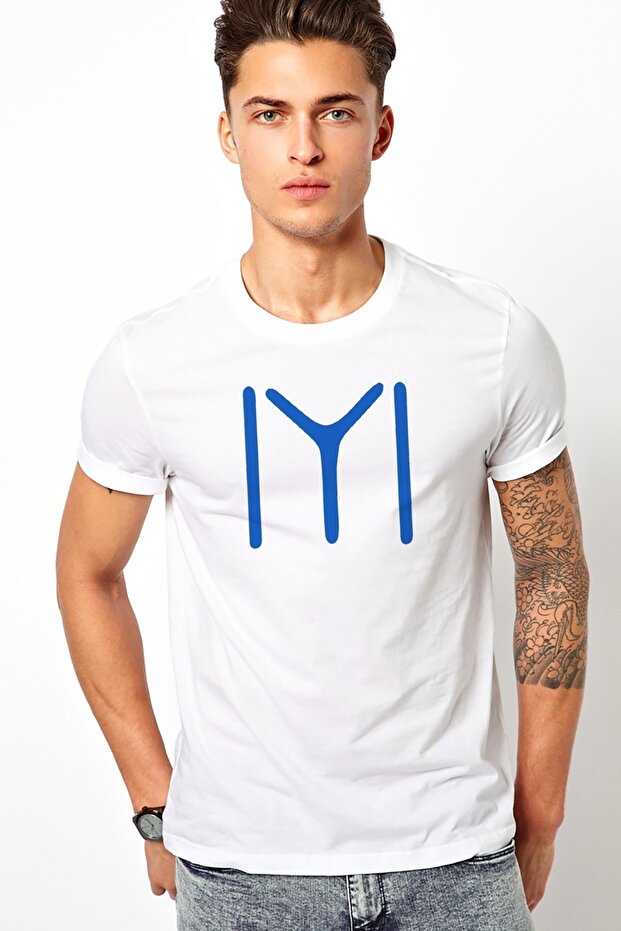 Kayı Boyu Good Printed White Men's Knitted Tshirt T-shirt