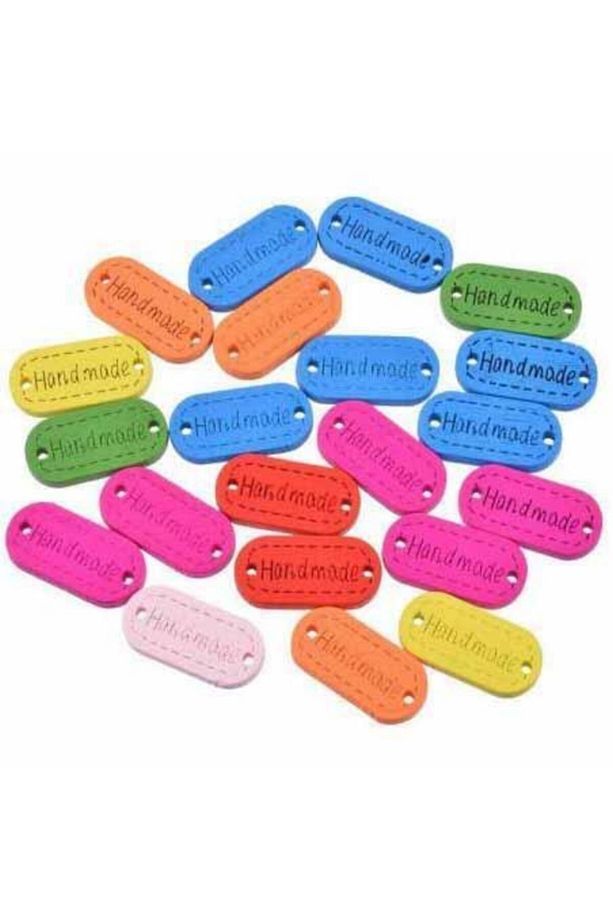 Renkli Ahsap Handmade Düğme 10 Adet Oval - 1