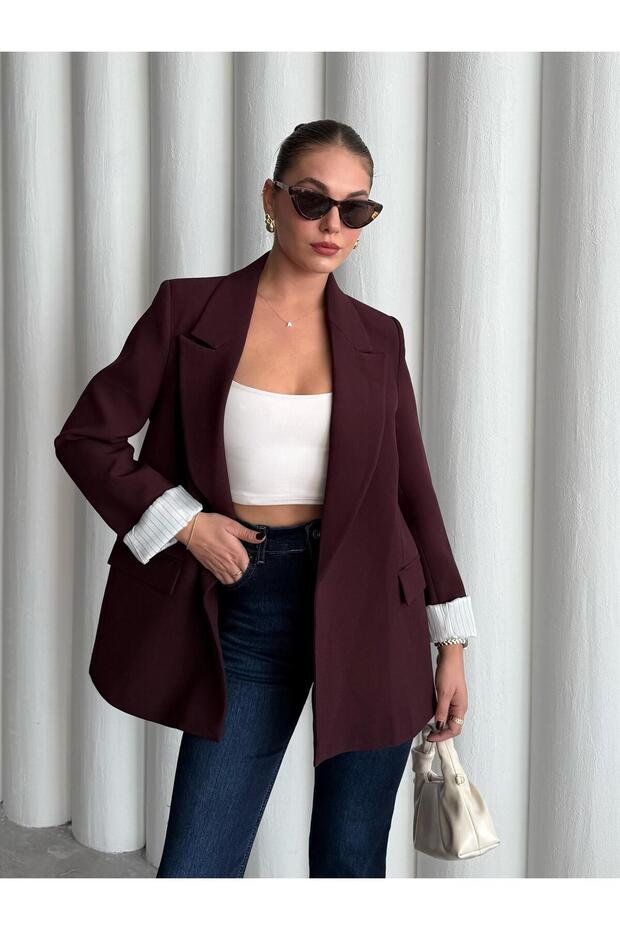 Plum Sleeve Folded Blazer Jacket