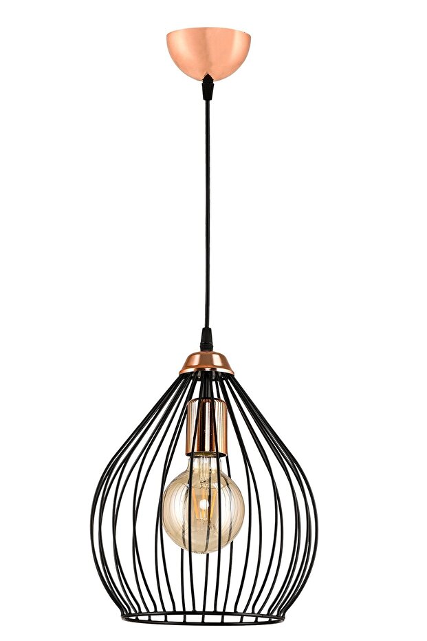 Dekoratif Tekli Armut Sarkıt Siyah Bakır Avize - 3