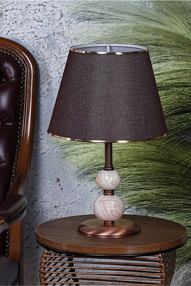 Abajur Krem Çini Bakır Kaplama - 1