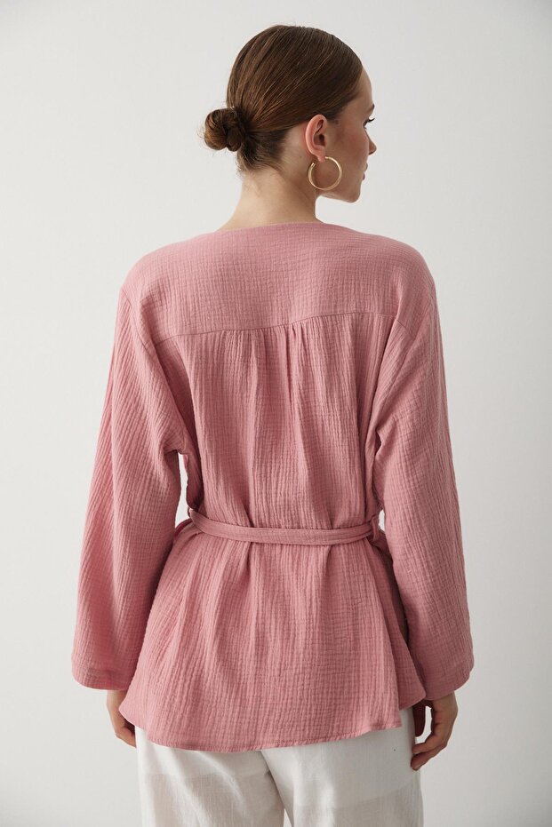 كيمونو وردي متعدد الأزرار - 6