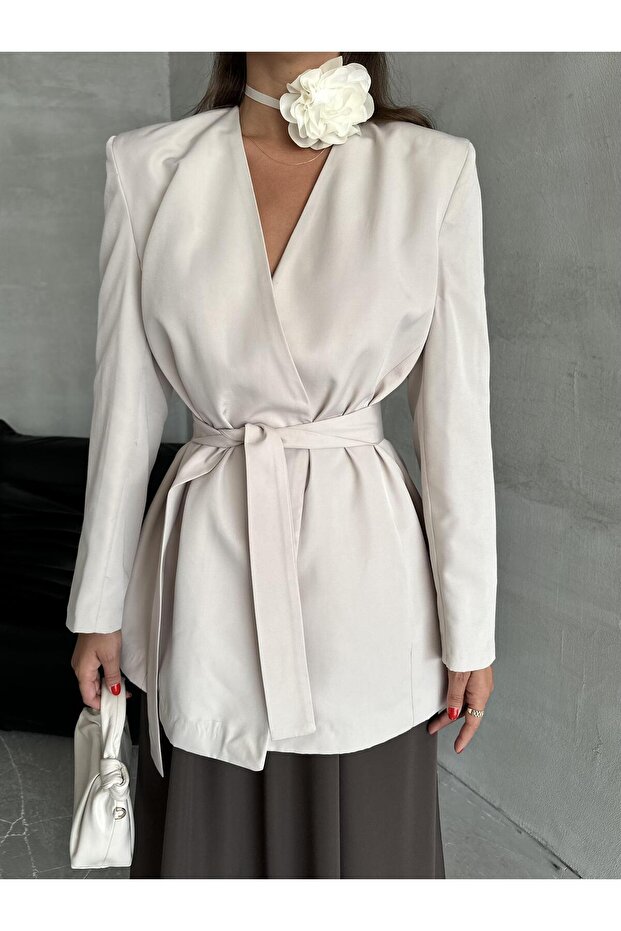 Stone Elegant Belted Jacket