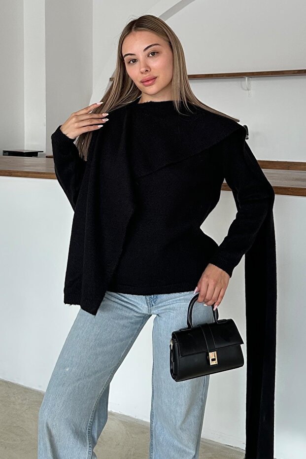 Selbstgestrickter Pullover SCHWARZ 8266 - 6