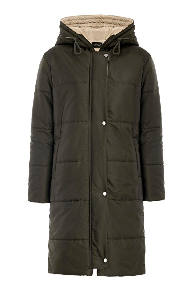 Kurtka z kapturem i pikowanym wykończeniem HAKİ 6782 - 2