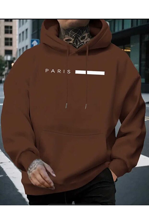 Men's Luxury Hoodie – Simple Design, with the Word “Paris” Printed.