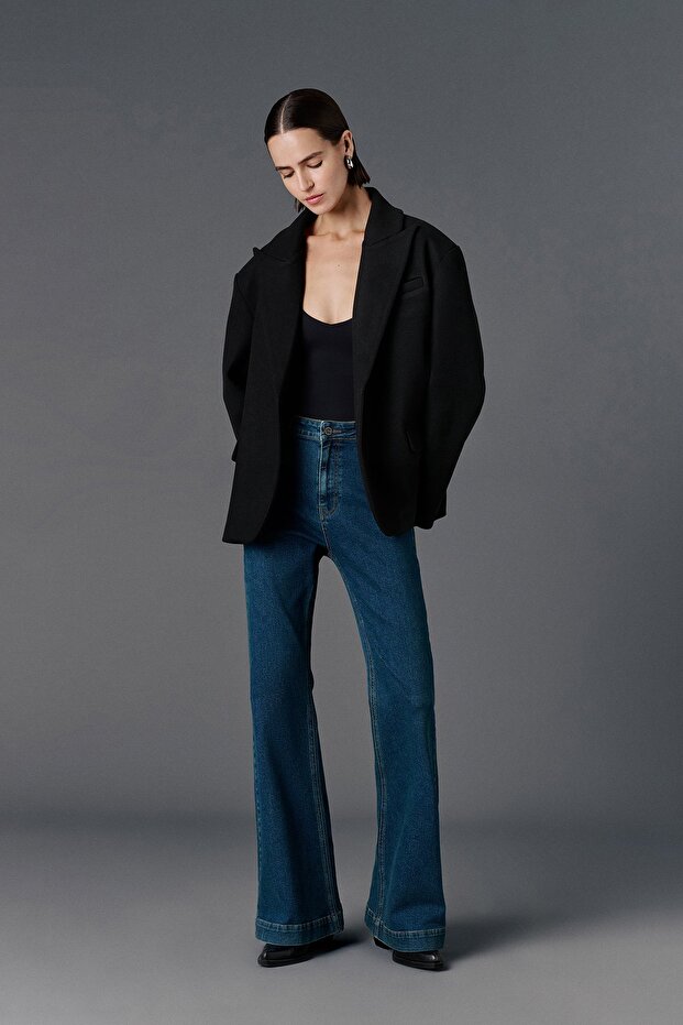 Oversize kaşe blazer ceket - 4