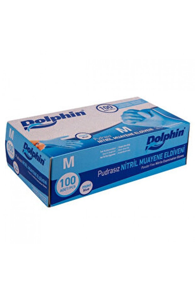 Dolphin Powder Free Blue Nitrile Examination Gloves Size m 100 Pieces