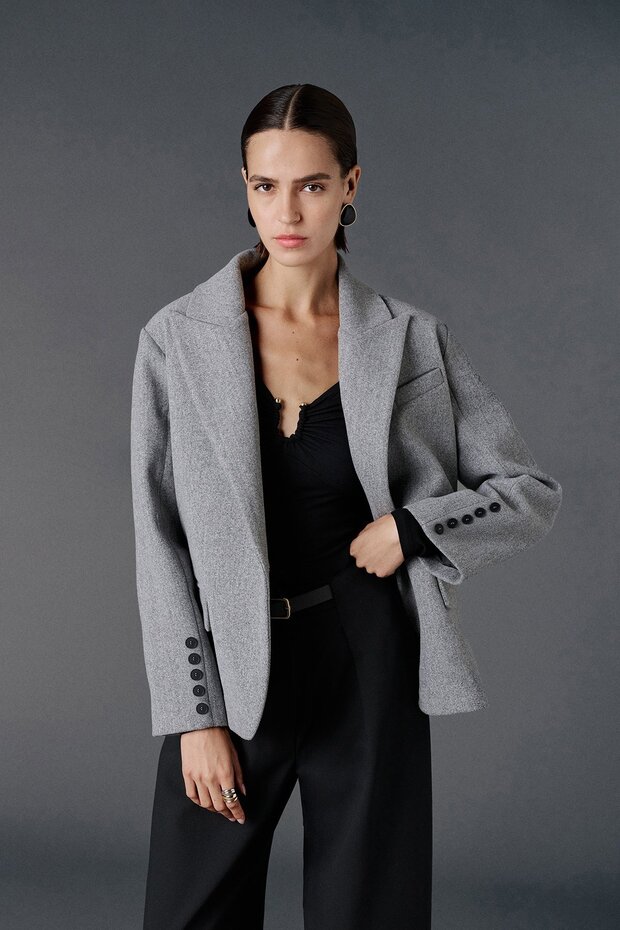Oversize kaşe blazer ceket - 1