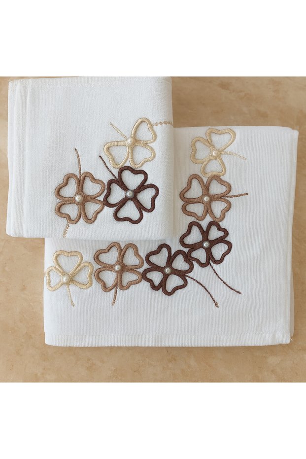 Cut-Out Embroidered Velvet Anali Girl Towel Set (30X50Cm - 50X90Cm Set)