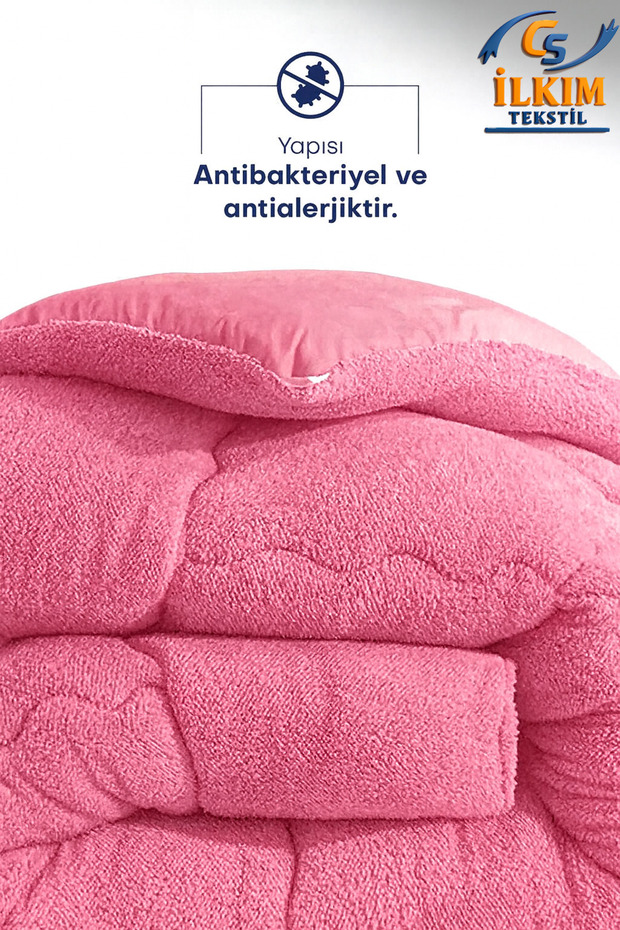 "HEDİYELİ" Tek Kişilik Lüx Pembe Welsoft Yorgan Çift Taraflı 155x215 - 1