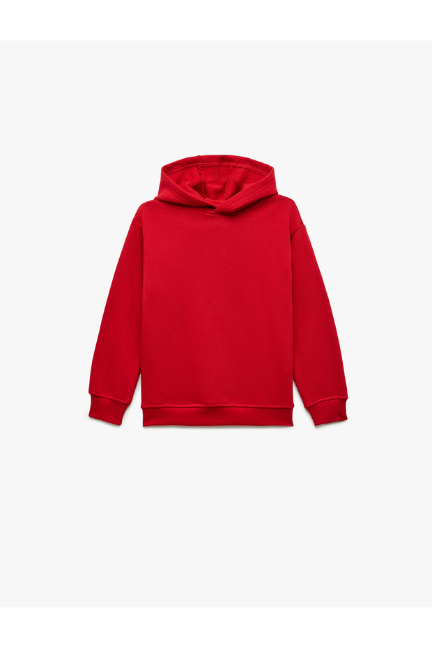 Oversize Hooded Long Sleeve Basic Hooded Sweatshirt