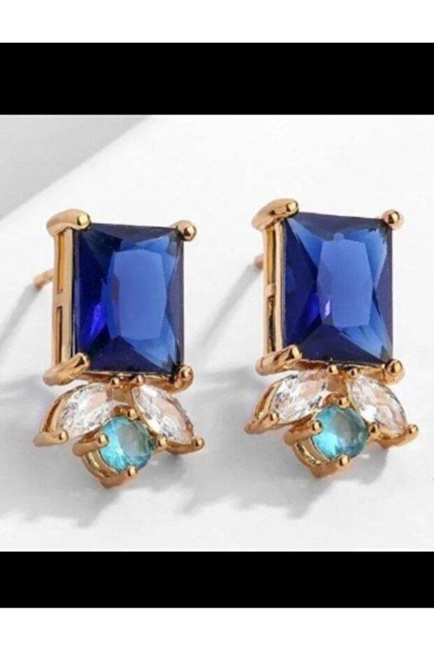 أقراط من حجر الزركون الأزرق - 2