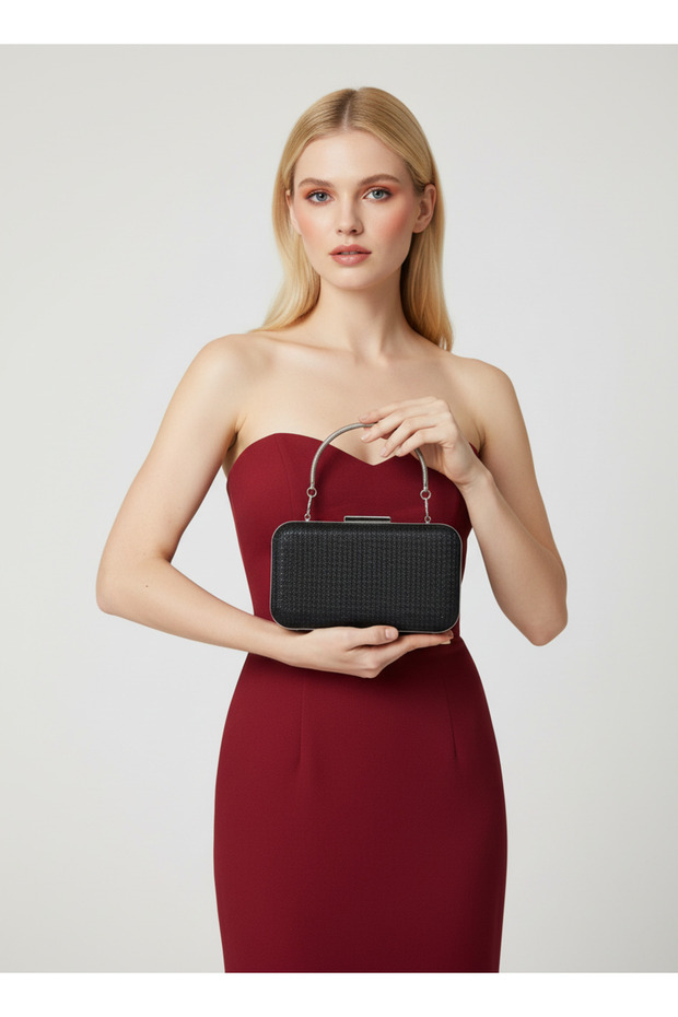 Black Color Glitter Wire Break Women's Evening Dress Bag